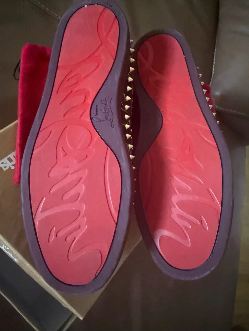 Christian Louboutin burgundy velvet